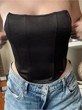Black Strapless Corset Top